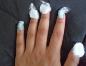 Cotton Balls on Your Nails