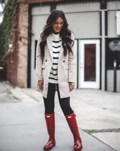 Hunter boots are often worn for casual occasions