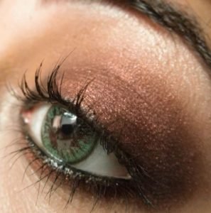green eyes with Copper eyeliner