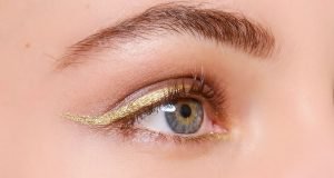 green eyes with Gold eyeliner