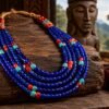 Antique Konyak Naga Cobalt Blue Glass Bead Necklace